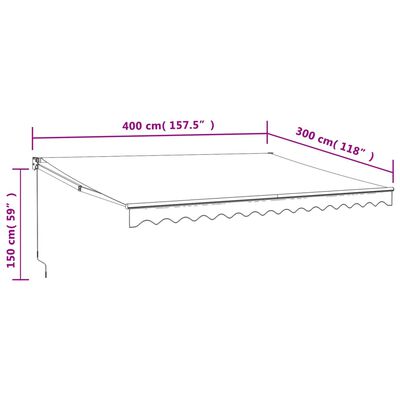 vidaXL Markise Einziehbar Creme 4x3 m Stoff und Aluminium