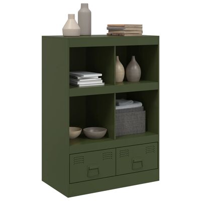 vidaXL Highboard Olivgrün 67x39x95 cm Stahl