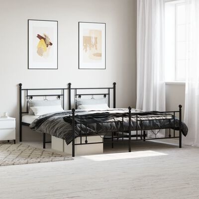 vidaXL Metallbett ohne Matratze mit Fußteil Schwarz 180x200 cm