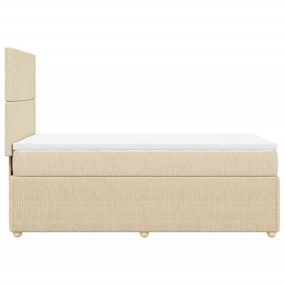 vidaXL Boxspringbett mit Matratze Creme 100x200 cm Stoff