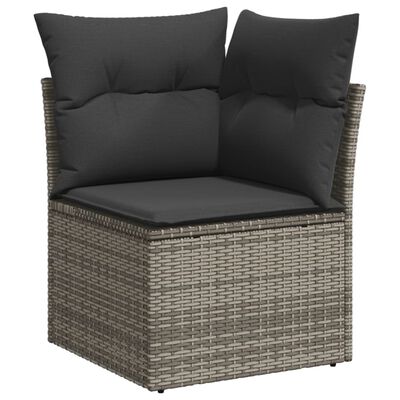 vidaXL 7-tlg. Garten-Sofagarnitur mit Kissen Grau Poly Rattan