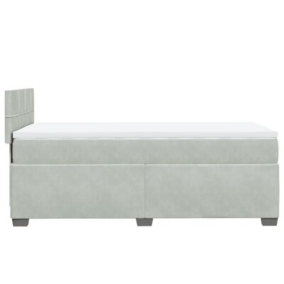 vidaXL Boxspringbett mit Matratze Hellgrau 90x200 cm Samt