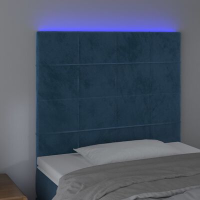 vidaXL LED Kopfteil Dunkelblau 100x5x118/128 cm Samt