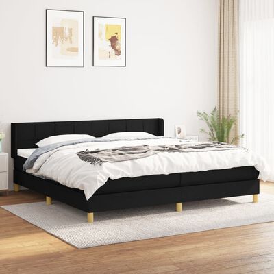 vidaXL Boxspringbett mit Matratze Schwarz 200x200 cm Stoff