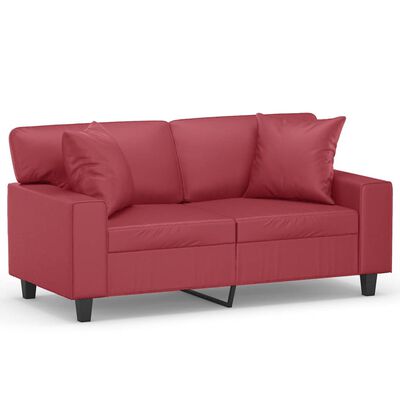 vidaXL 2-Sitzer-Sofa mit Zierkissen Weinrot 120 cm Kunstleder