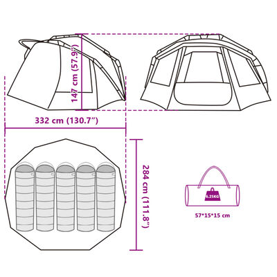 vidaXL Angelzelt 5 Personen Tarnmuster Wasserdicht