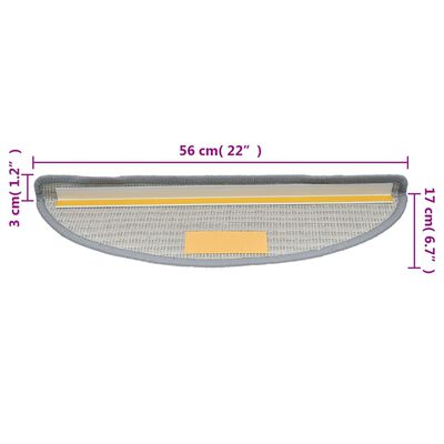 vidaXL Treppenmatten 15 Stk. Grau 56x17x3 cm