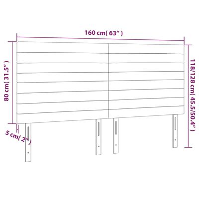 vidaXL LED Kopfteil Dunkelgrau 160x5x118/128 cm Stoff