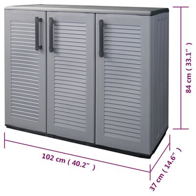 vidaXL Gartenschrank Grau und Schwarz 102x37x84 cm PP