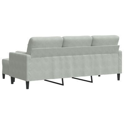 vidaXL 3-Sitzer-Sofa mit Hocker Hellgrau 180 cm Samt