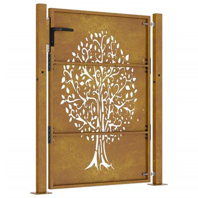 vidaXL Gartentor 105x155 cm Cortenstahl Baum-Design