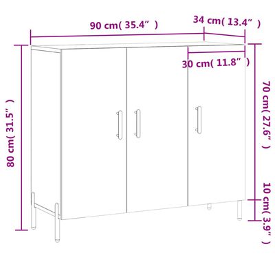 vidaXL Sideboard Räuchereiche 90x34x80 cm Holzwerkstoff