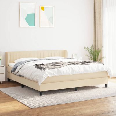 vidaXL Boxspringbett mit Matratze Creme 160x200 cm Stoff