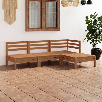 vidaXL 4-tlg. Garten-Lounge-Set Massivholz Kiefer Honigbraun