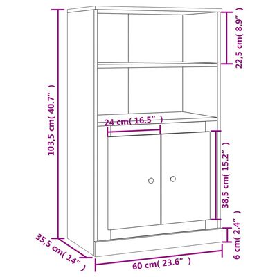 vidaXL Highboard Hochglanz-Weiß 60x35,5x103,5 cm Holzwerkstoff