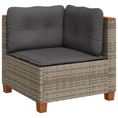 vidaXL 11-tlg. Garten-Sofagarnitur mit Kissen Grau Poly Rattan