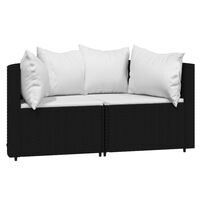 vidaXL Garten-Ecksofas mit Kissen 2 Stk. Schwarz Poly Rattan