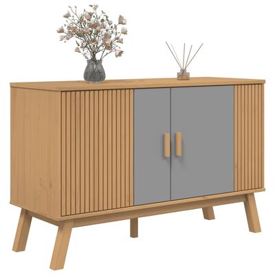 vidaXL Sideboard OLDEN Grau und Braun 114x43x73,5 cm Massivholz Kiefer