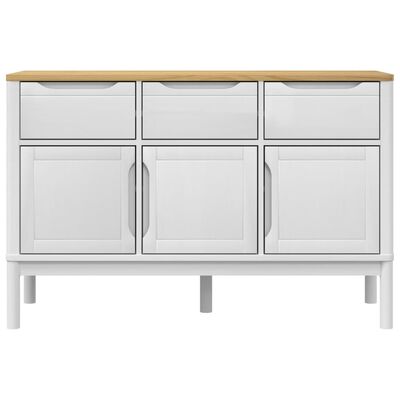 vidaXL Sideboard FLORO Weiß 114x43x74 cm Massivholz Kiefer