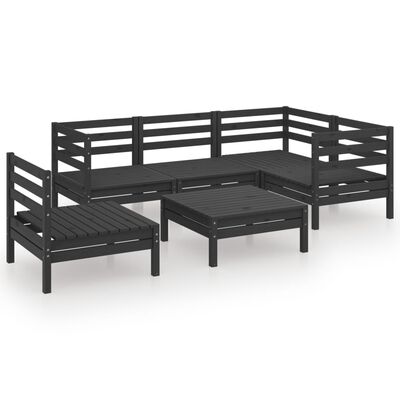 vidaXL 6-tlg. Garten-Lounge-Set Massivholz Kiefer Schwarz