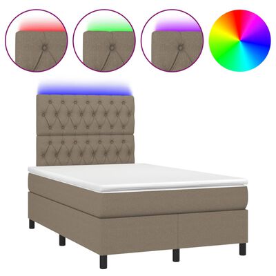 vidaXL Boxspringbett mit Matratze & LED Taupe 120x200 cm Stoff