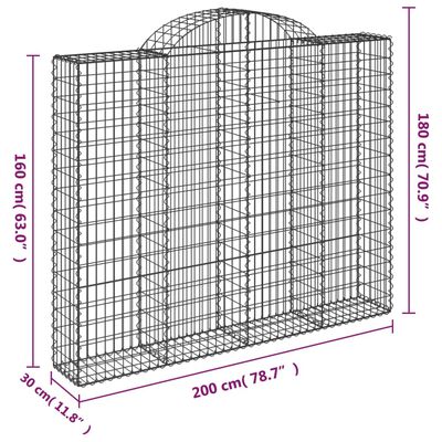 vidaXL Gabionen mit Hochbogen 11 Stk 200x30x160/180cm Verzinktes Eisen