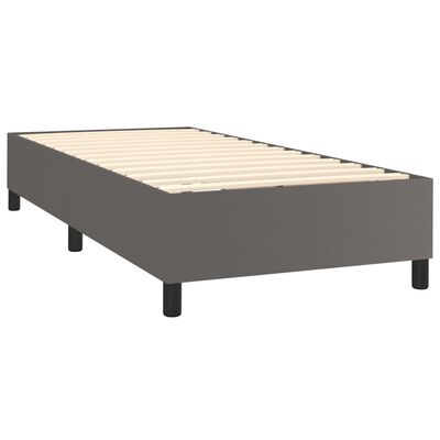 vidaXL Boxspringbett mit Matratze Grau 90x200 cm Kunstleder