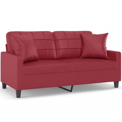 vidaXL 2-Sitzer-Sofa mit Zierkissen Weinrot 140 cm Kunstleder