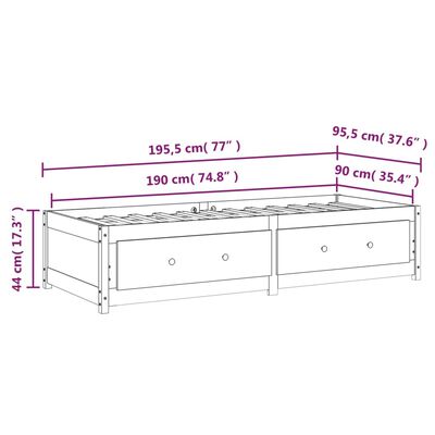 vidaXL Tagesbett Grau 90x190 cm Massivholz Kiefer