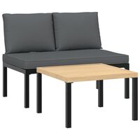 vidaXL 2-tlg. Garten-Sofagarnitur mit Kissen Schwarz Aluminium