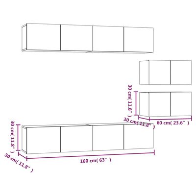 vidaXL 6-tlg. TV-Schrank-Set Schwarz Holzwerkstoff