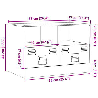 vidaXL TV-Schrank Schwarz 67x39x44 cm Stahl