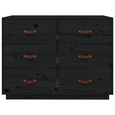 vidaXL Sideboard Schwarz 100x40x75 cm Massivholz Kiefer