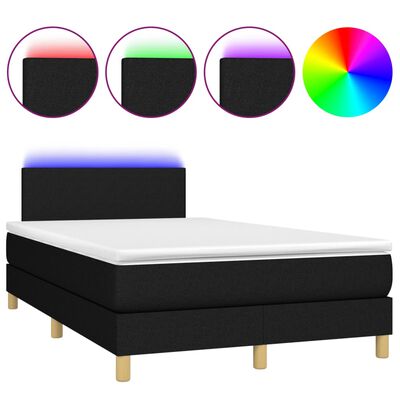 vidaXL Boxspringbett mit Matratze & LED Schwarz 120x190 cm Stoff