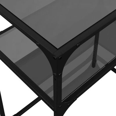 vidaXL Konsolentisch mit Glasplatte Schwarz 60x35x81 cm Stahl