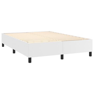 vidaXL Boxspringbett mit Matratze & LED Weiß 140x200 cm Kunstleder