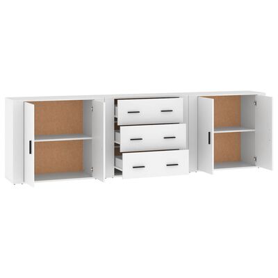 vidaXL Sideboards 3 Stk. Weiß Holzwerkstoff