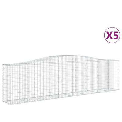 vidaXL Gabionen mit Hochbogen 5 Stk. 400x50x100/120cm Verzinktes Eisen