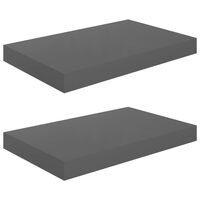 vidaXL Schweberegale 2 Stk. Hochglanz-Grau 40x23x3,8 cm MDF