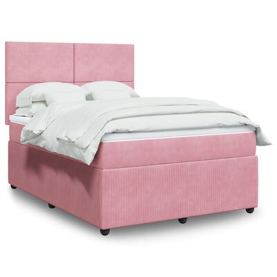 vidaXL Boxspringbett mit Matratze Rosa 160x200 cm Samt