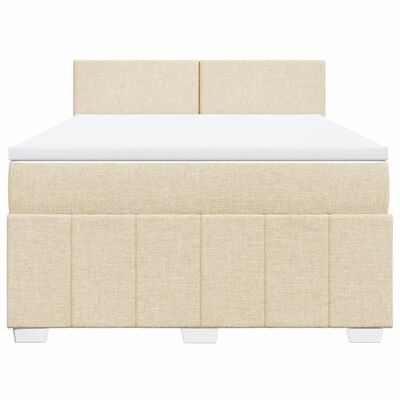 vidaXL Boxspringbett mit Matratze Creme 140x190 cm Stoff