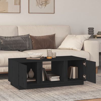 vidaXL Couchtisch Schwarz 110x50x40 cm Massivholz Kiefer