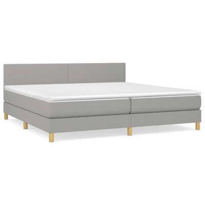 vidaXL Boxspringbett mit Matratze Hellgrau 200x200 cm Stoff