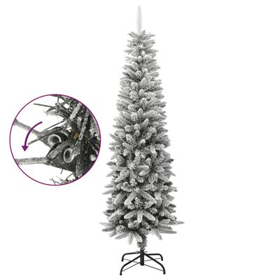 vidaXL Künstlicher Weihnachtsbaum Beschneit Schlank 180 cm PVC&PE