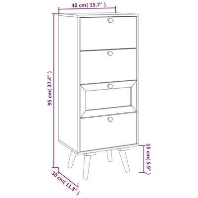 vidaXL Highboard mit Schubladen 40x30x95 cm Holzwerkstoff