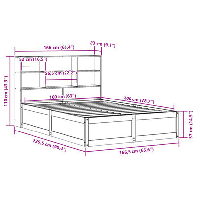 vidaXL Massivholzbett ohne Matratze Weiß 160x200 Kiefernholz