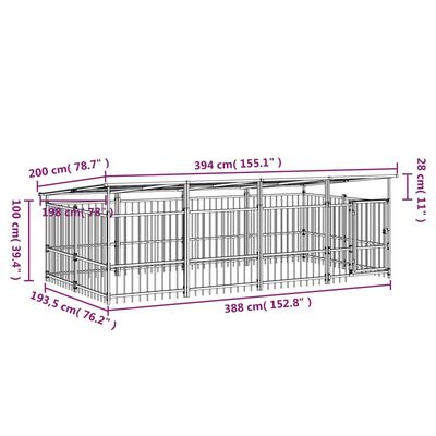 vidaXL Outdoor-Hundezwinger mit Dach Stahl 7,51 m²