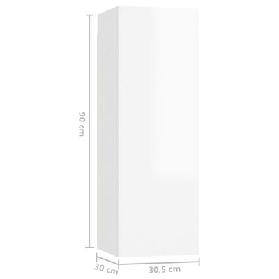 vidaXL 7-tlg. TV-Schrank-Set Hochglanz-Weiß Holzwerkstoff