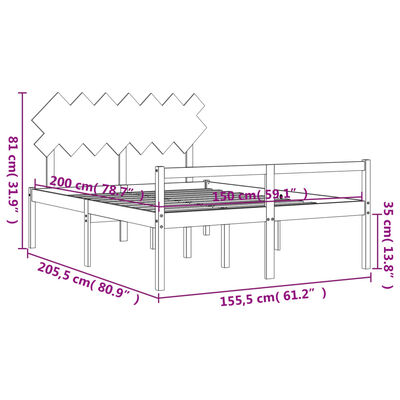 vidaXL Seniorenbett mit Kopfteil Kingsize Massivholz