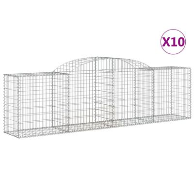 vidaXL Gabionen mit Hochbogen 10 Stk. 300x50x80/100cm Verzinktes Eisen